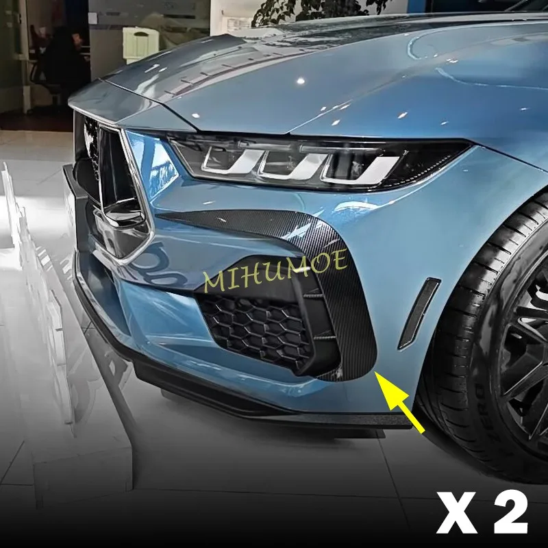 

Carbon Fiber Front Bumper Stylish Moulding Fog Light Trims For Ford Mustang GT 2024 2025 2026 Accessories