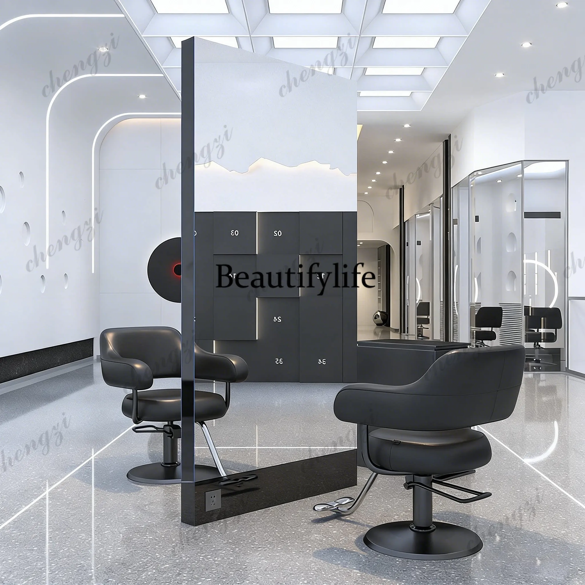 Hair salon, stainless steel haircut mirror, studio-specific single-sided floor-to-ceiling haircut mirror