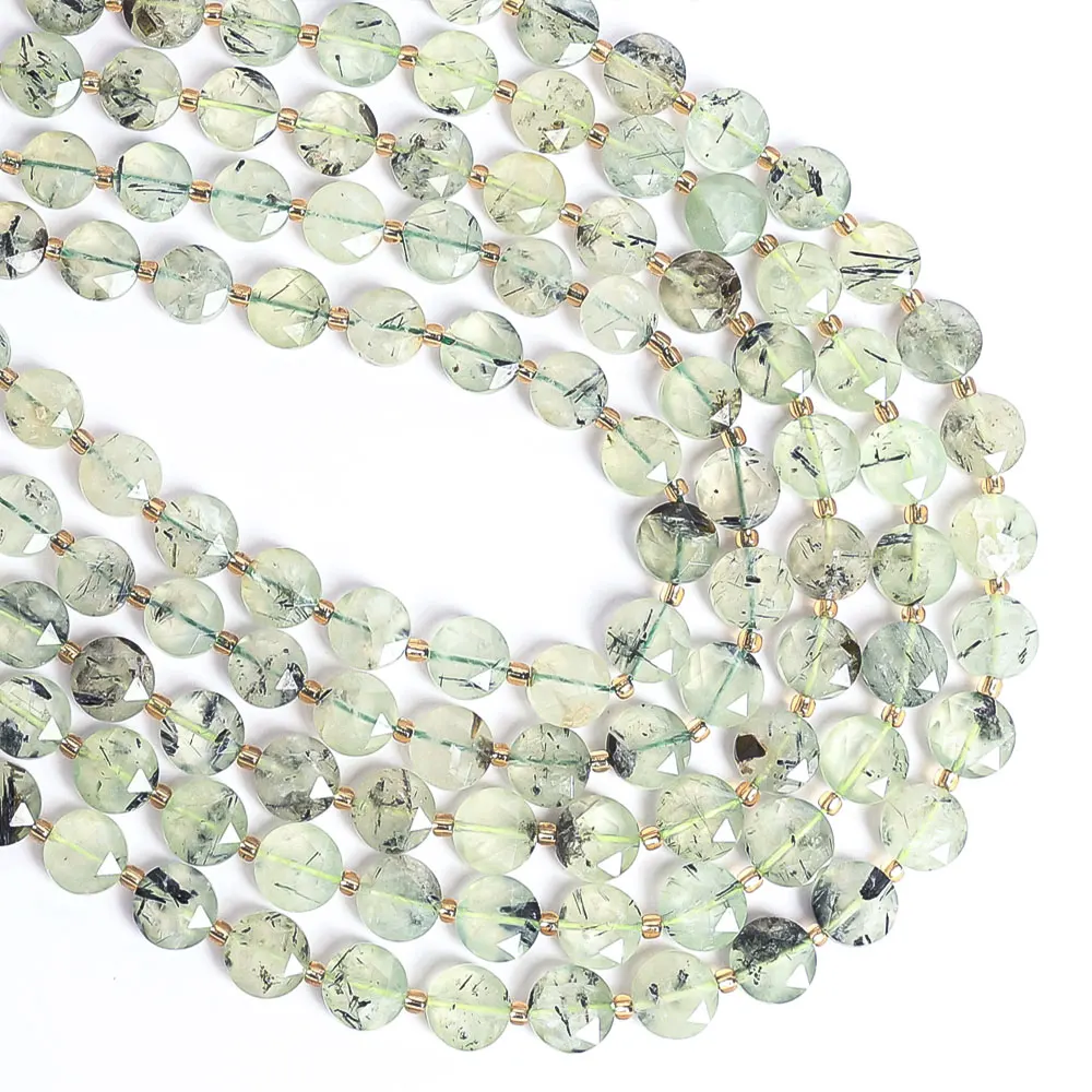 NATURAL PREHNITE BEADS GREEN FACETED ROUND HEALING STONE LOOSE GEMSTONE BEADS FOR DIY JEWELRY MAKING ACCESSORIES 8MM 10MM view 3
