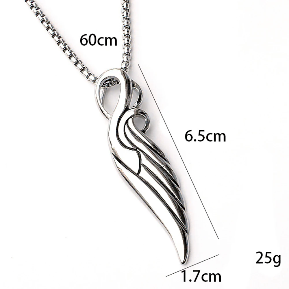 Necklaces For Men And Women Hip-hop Fashion Street Personality Line Wings Decorated With Titanium Steel Pearl Chain