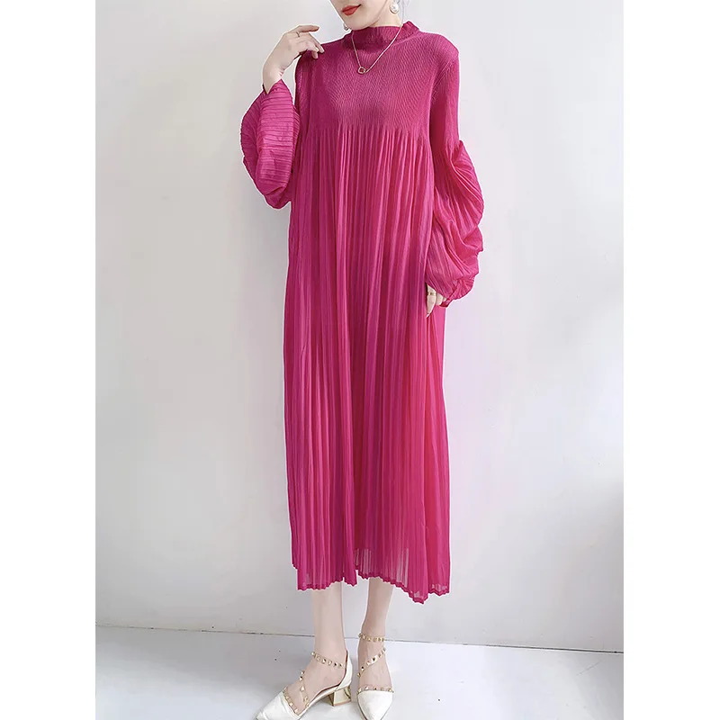 

Pleated Puff Sleeve Dress Early Autumn New Elegant Loose Slimming Women's Dress[YS20102]