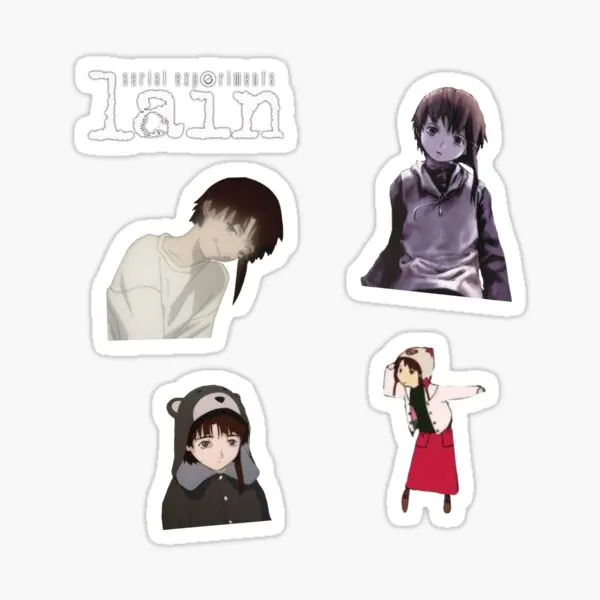 Serial Experiments Lain Sticker Pack 5  5PCS Stickers for Art Cartoon Bumper Funny Stickers Laptop Living Room Wall Car