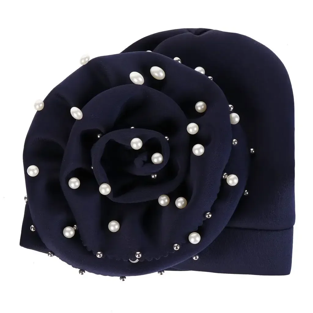 Muslim Women Flower Hat Indian Beanie Hair Loss Head Cover Beaded Turban Cancer Chemo Islamic Caps Headwear Ladies Hats New