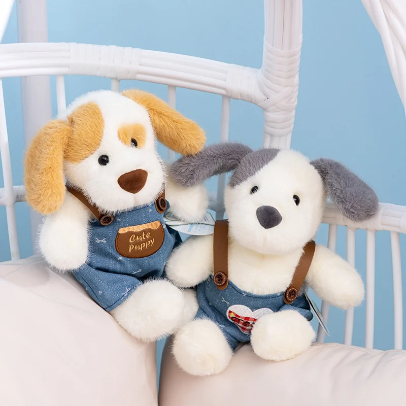 

Kawaii Dog Plush Stuffed Toys Overalls Dog Pillows Soothing Dolls Room Decoration Birthday Gift For Kids Friends