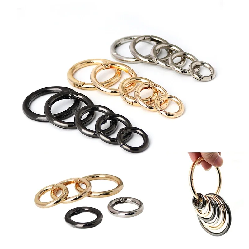 50Pcs/lot Metal Spring Gate O Ring Openable Keyring Leather Craft Bag Belt Buckle Trigger Snap Clasp Clip Connector DIY Parts