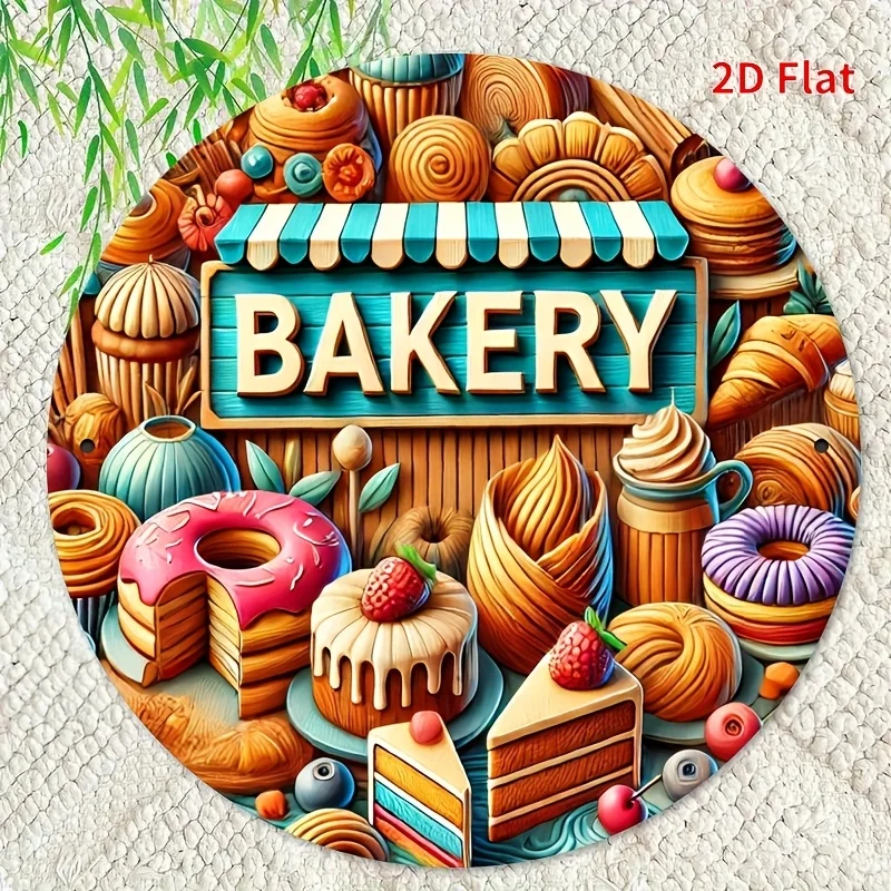 Impresión plana 2D, letreros metálicos decorativos para panaderías - un excelente regalo para los entusiastas de la repostería - apto para tiendas de dulces