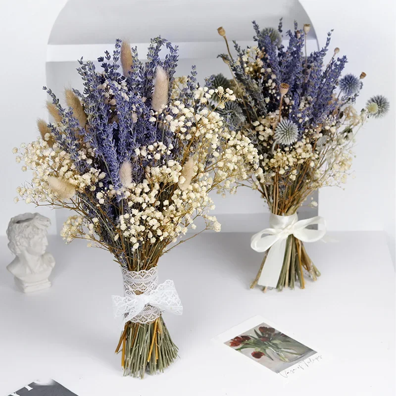 Dried Natural Flowers Bouquet Wedding Lavender Bridle Bouquet Indoor Outdoor Kitchen Home Decor Office Table Floral Arrangements