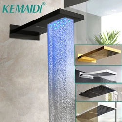KEMAIDI Black Shower Head Rainfall Waterfall Shower Head LED Bath Shower Spray Bathroom Square Top Over Spray Black/brushd gold