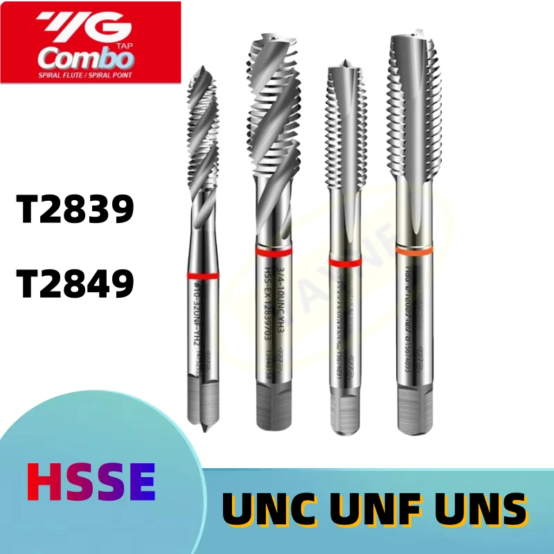 

YG HSSE T2839 2849 Американский спиральный рифленый спиральный остроконечный метчик Многоцелевой UNC UNF UNS 2-56 1/4 5/16 Машинные метчики с резьбой