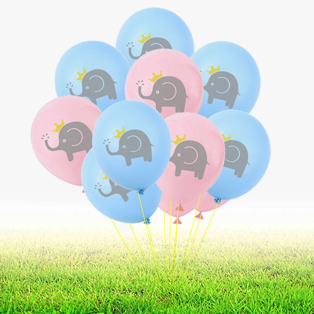 

30 pcs 12 Inch Cartoon Elephant Balloons Set Light Blue Pink Baby Birthday Party Decoration Supplies For Wedding Shower