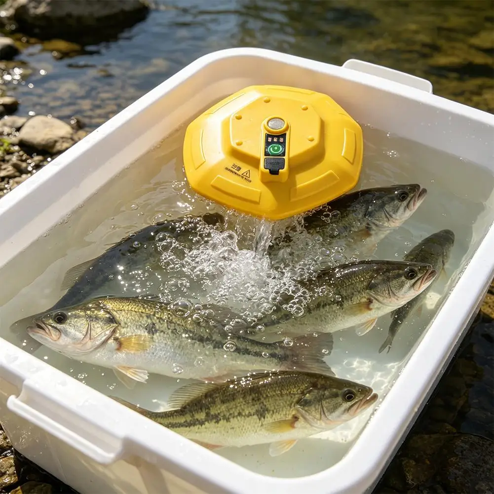 Wireless Rechargeable Aquarium Oxygen Pump, Floating Portable Fish Tank Aerator for Pond Fish Transport Outdoor Fishing view 3