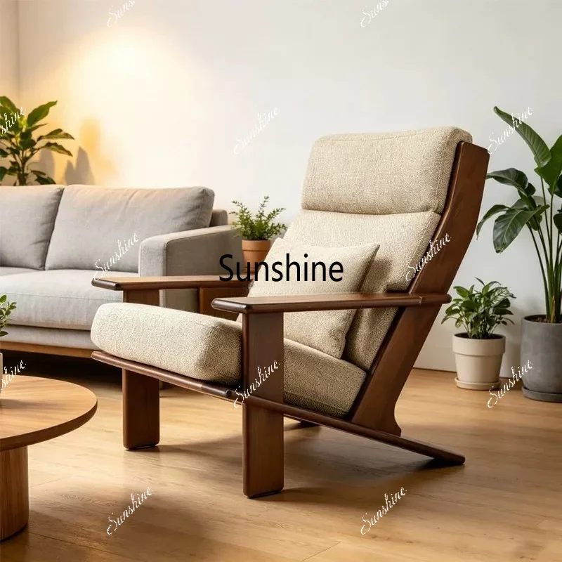 Nordic solid wood single sofa chair living room leisure chair cafe negotiation single chairTJ