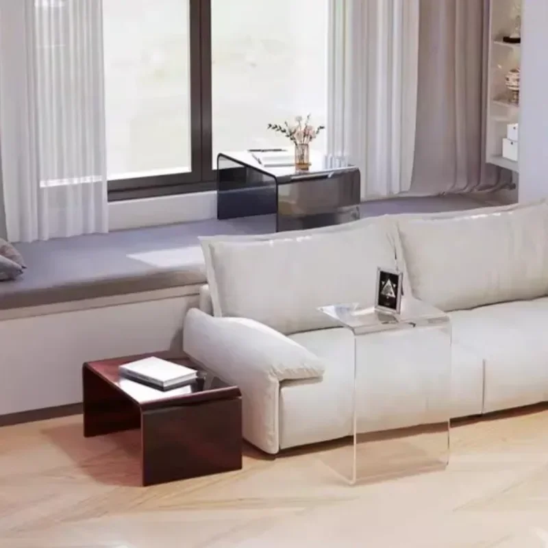 Acrylic Nordic Simple Coffee Tables Solid Color Small-sized Arch Coffee Tables Easy Carrying Creative Fashional Home Furniture