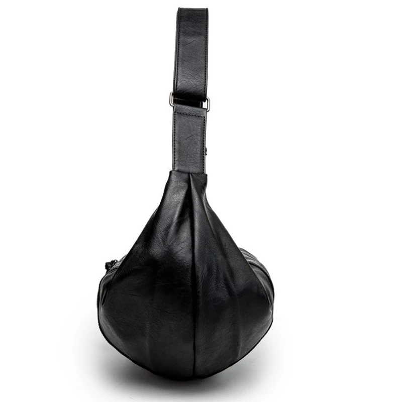 Men Hobos Soft PU Leather Crossbody Bag Korean Style Luxury Designer Men's Casual Large Capacity Personatity Travel Shoulder Bag