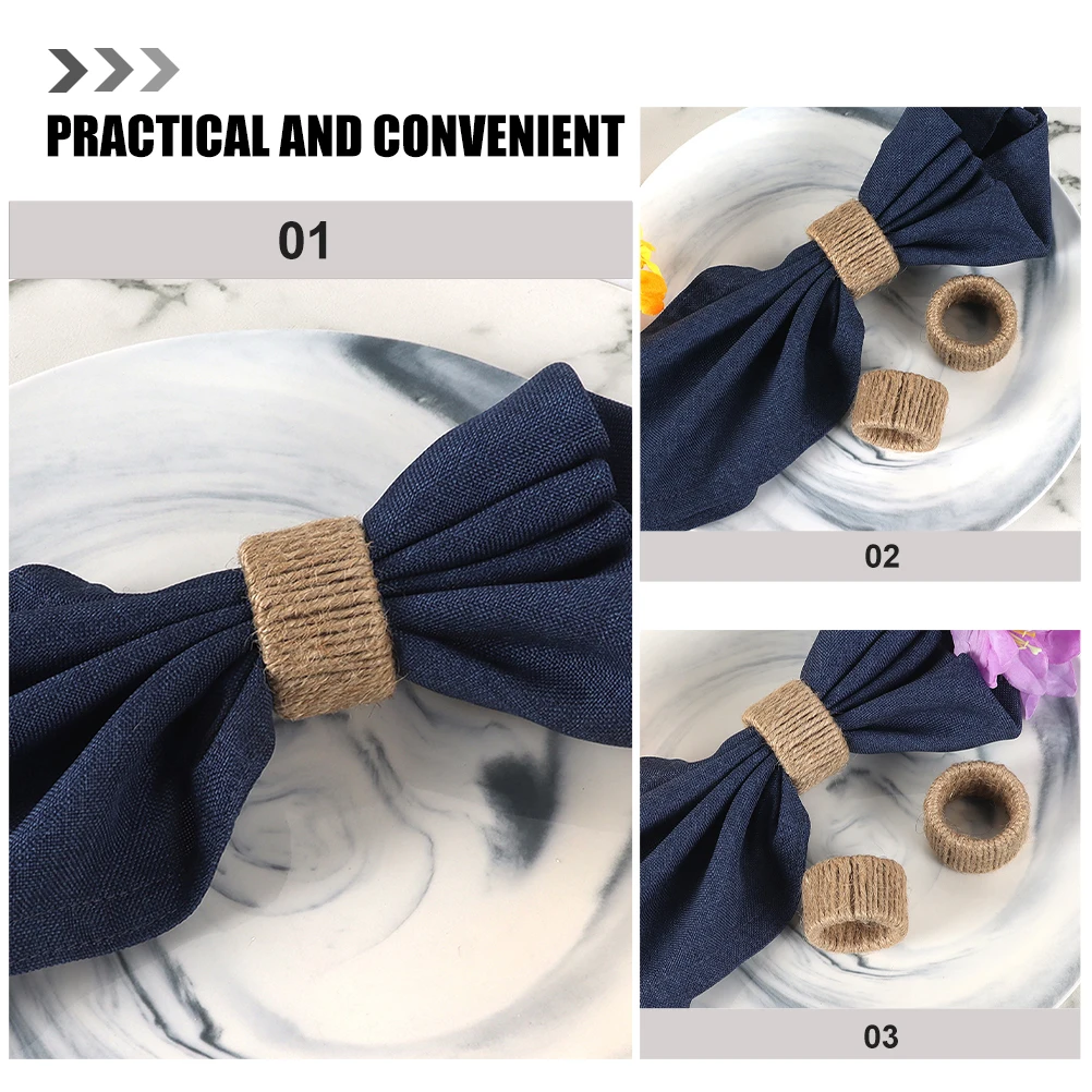 

6Pcs Hemp Rope Woven Napkin Holders Rustic Design Decor Thanksgiving Weddings Parties Celebrations