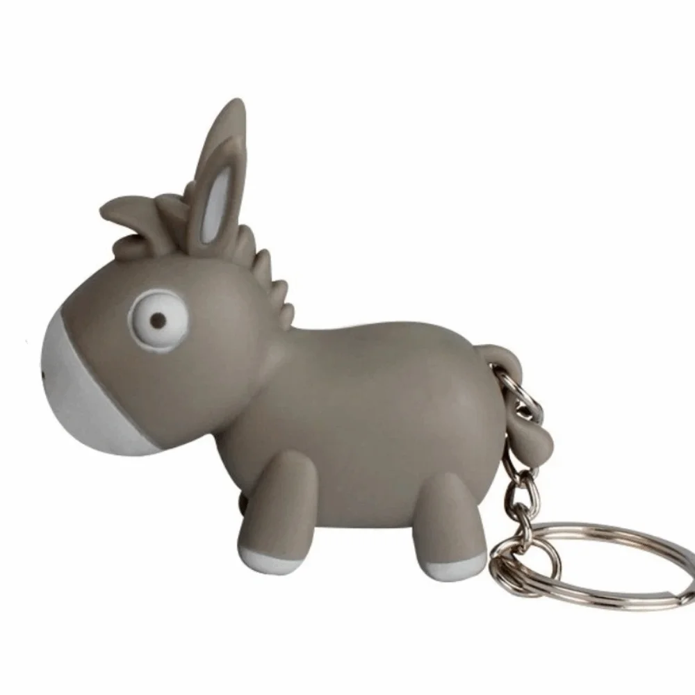 Fidget Cute Donkey Sounding Key Ring Sound Effect LED Light Fingertip Clicker with Bell Mini Donkey Luminous Keychain