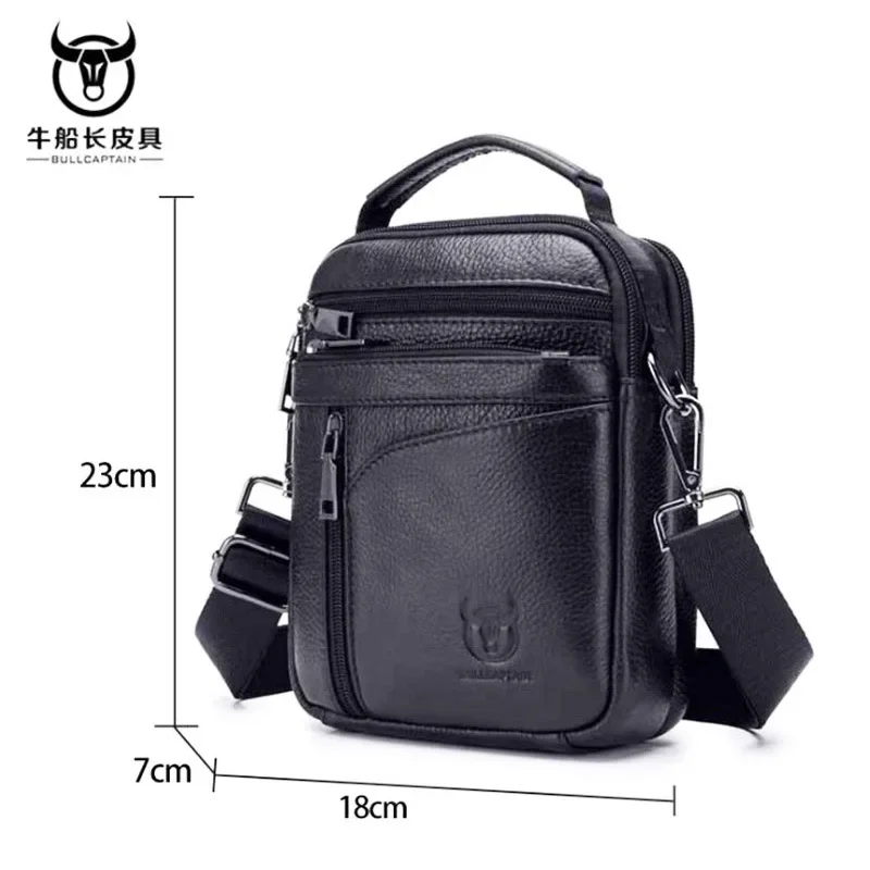 BULLCAPTAIN 2024 Brand Leather Men Bag Casual Business Leather Mens Shoulder Messenger Bag Vintage Men\'s Crossbody Bag male