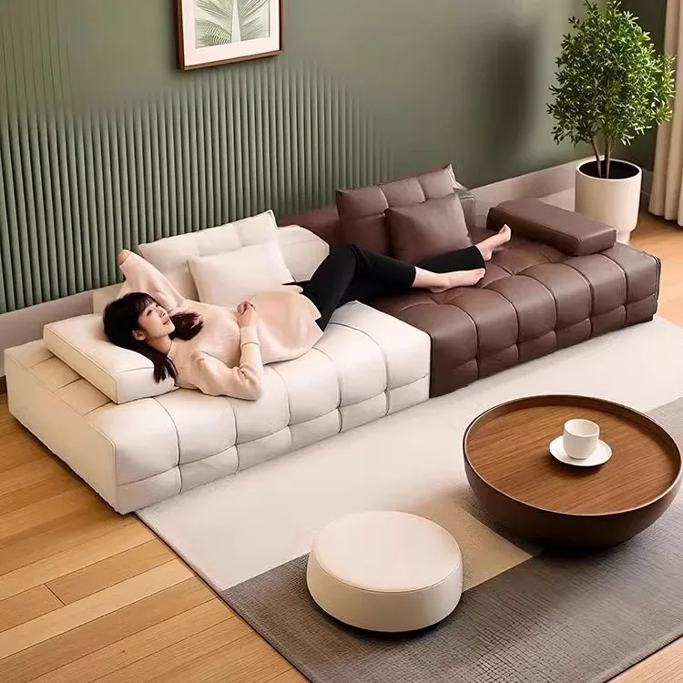 Italian minimalist laurence sofa living room b&b accessible luxury small apartment leather sofa
