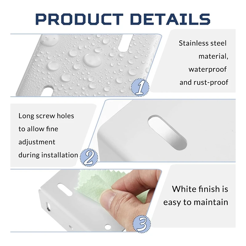 Heavy Duty Carbon Steel Fence Bracket With Screws For Vinyl Fencing Panel To Post Connection Rail Bracket Kit 4Pcs Durable White