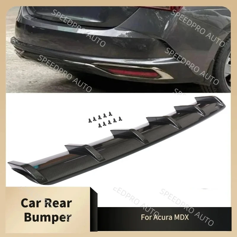 Car Rear Bumper Diffuser Lip For A-cura MDX Splitter 6-Fins Shark Spoiler Wing Scratch Protector Body Kit Gloss Black