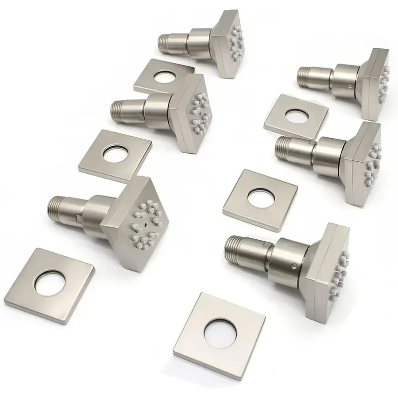 6 PCS Brass Body Jets Brushed Nickel Rain Shower Ceiling Body Jet Body Spray Flower