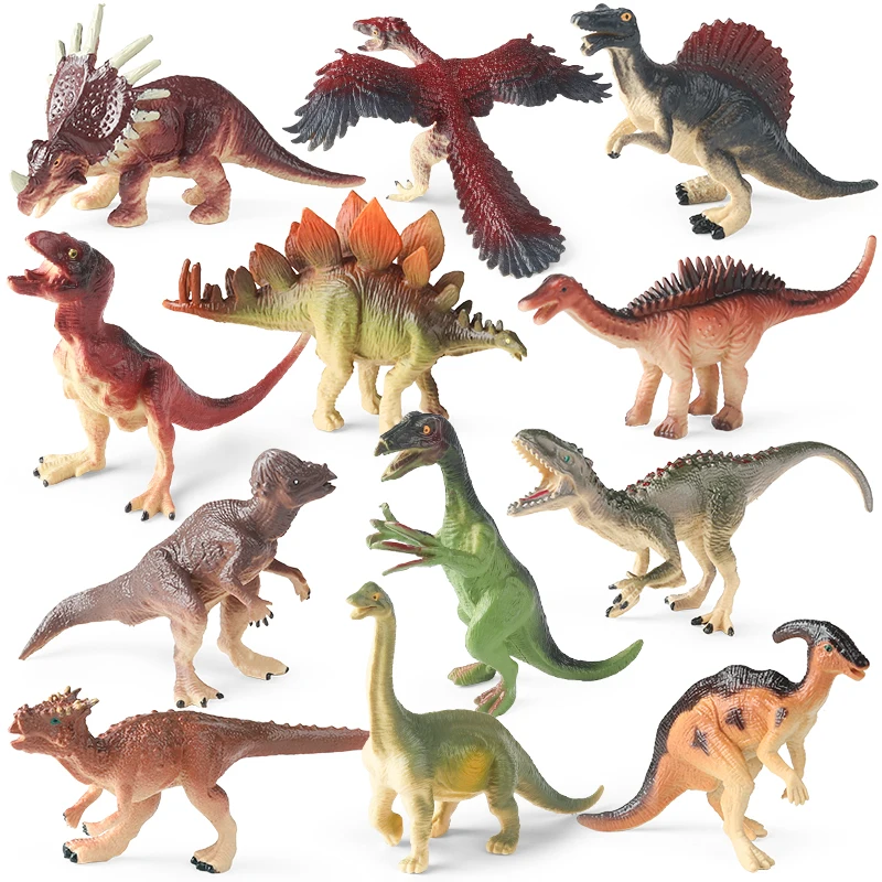 Oenux 12PCS Jurassic Dinosaurier Set Velociraptor Stegosaurus Spinosaurus T-Rex Modell Action-figuren PVC Sammlung Kinder Spielzeug geschenk – Detail 3