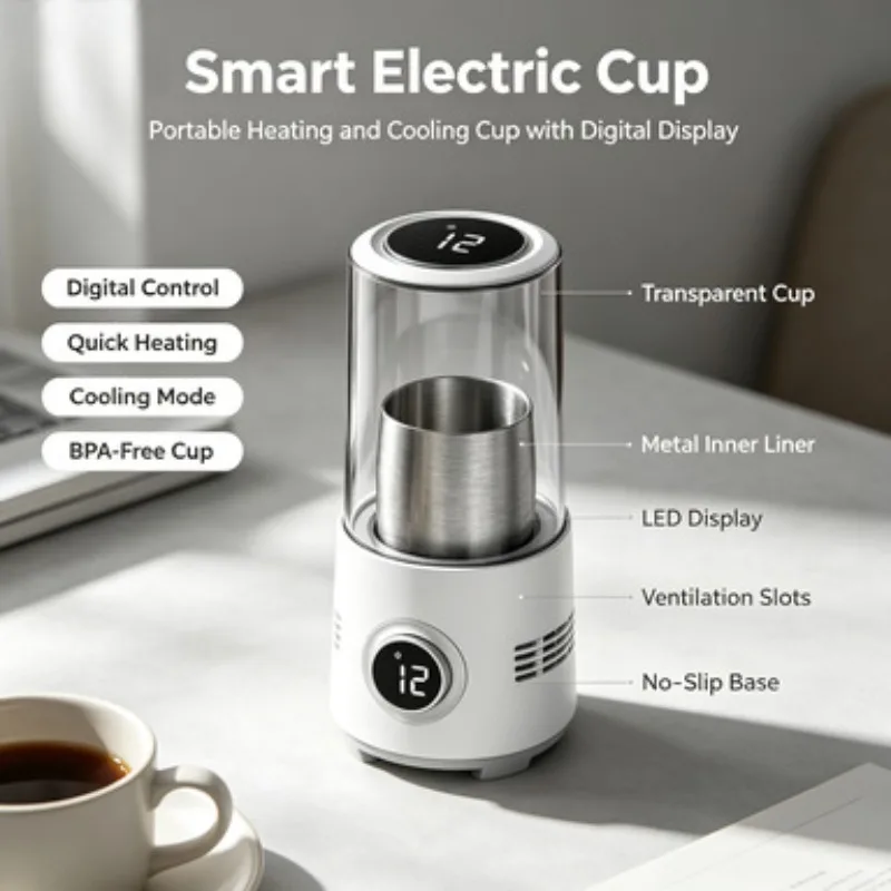 Desktop Quick Hot Cold Cup Cooler Warmer Dual Temperature Fast Heating Cooling Mug Holder For Home Office Daily Beverage Use