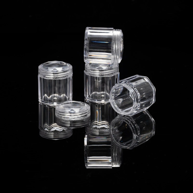 500Pcs 10G Octagonal Bottles Mini Diamond Cream Jars Cosmetics Packed Case Travel Pack Test Pack Cream Box