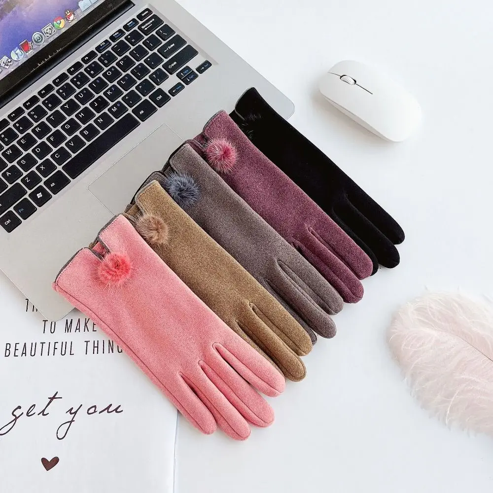 New Fashion German Velvet Gloves Outdoor Women Cold Weather Gloves Touch Screens with Warm Lining Thermal Gloves