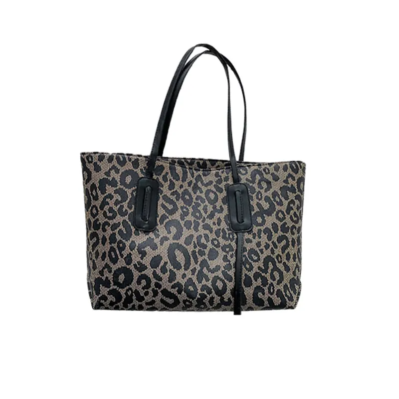 Large Capacity PU Bag Women\'s Shoulder Bag Fashion Personality Leopard Print Handbag Commuter Underarm Bag Shopping Bag