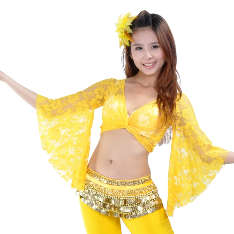 Lace Butterfly Sleeve Tops Belly Dance Costumes Practice Clothes With Delicate Mesh Stage Performance Dance Accessories