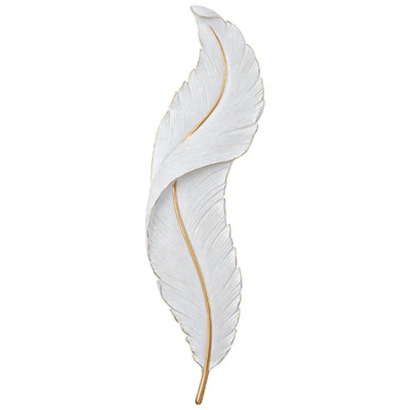 Modern Led White Feather Wall Lamp For TV Backdrop Bedroom Bedside Aisle Corridor Sample Room Environmental Friendly Resin Ligh