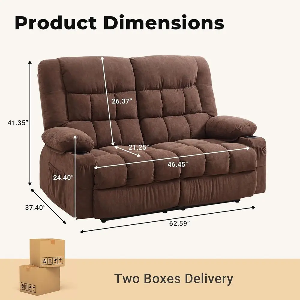 Reclining Loveat with Cup Holders and Side ket or Living Room, 2 at Manual Loveat Recliner with ootrests, aric Doule Recliner Lo