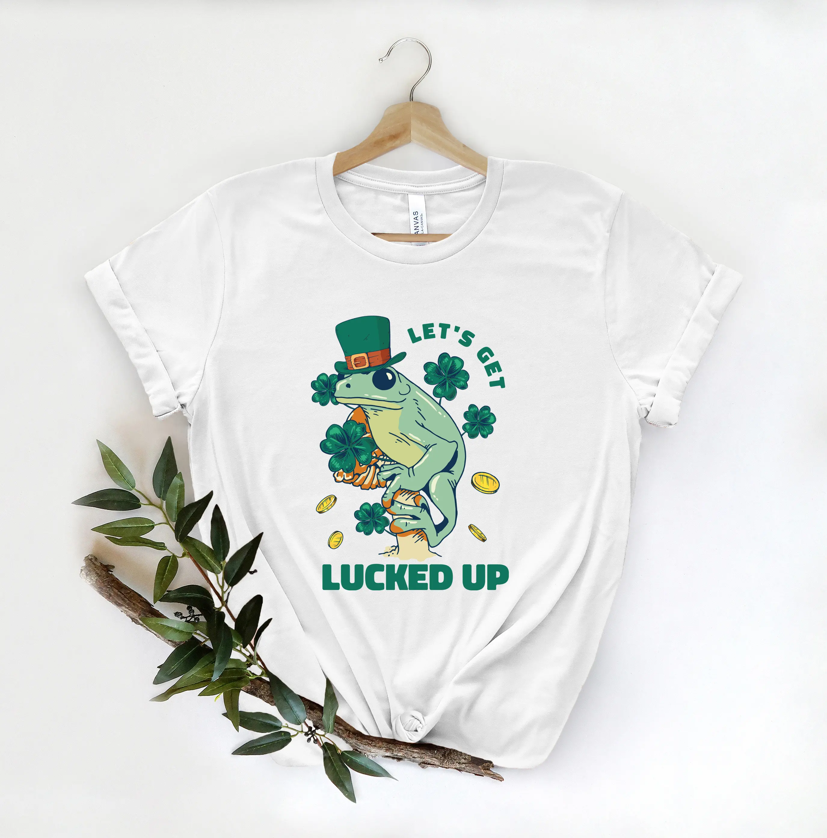 

Let'S Get Lucked Up Patrick'S Day T Shirt Lucky Frog Shamrock St Paddys Irish Funny Drinking
