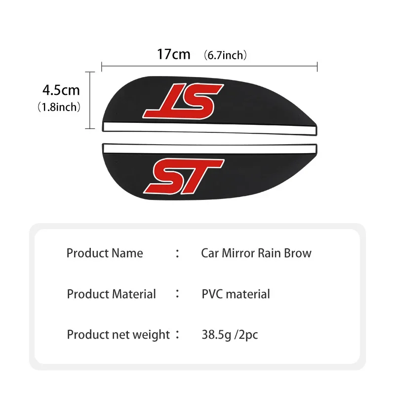 Car Side Rear View Mirror Rain Shield Flexible Eyebrow Protector for Mustang Focus Kuga Fiesta ST Line Exterior Accessory