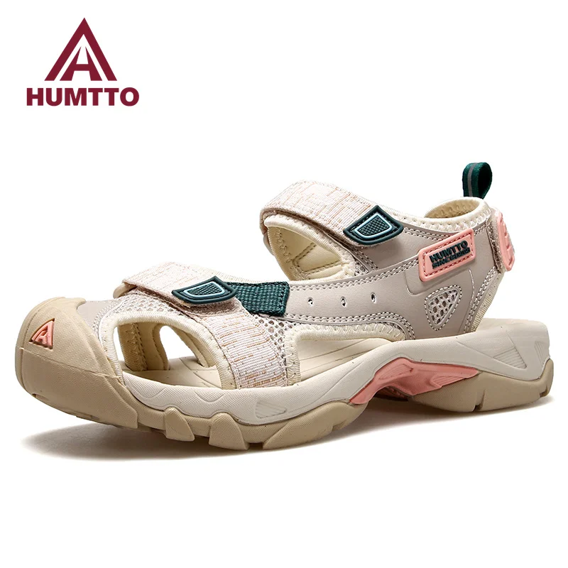 HUMTTO Flat Sandals Summer Luxury Designer Casual Shoes for Women Brand Breathable Quick Dry Outdoor Beach Black Womens Sandals