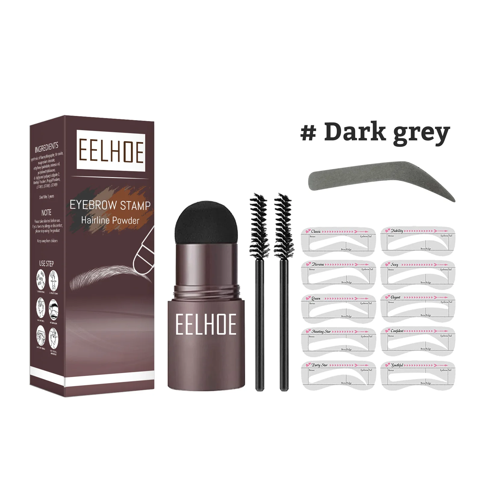 EELHOE Eyebrow Stencil Kit One Step Brow Stamp Shaping Kit Magic Brow Stencil กันน้ํายาวนานธรรมชาติสีแต่งหน้าเครื่องมือ