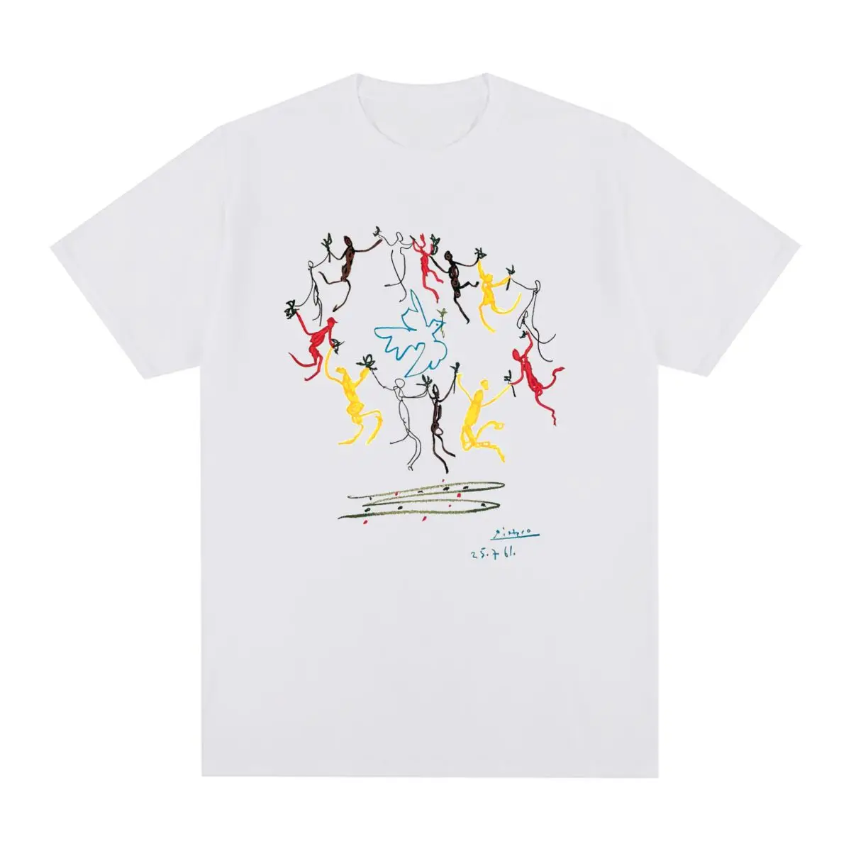 

Винтажная футболка Пикассо с граффити в стиле Харадзюку, уличная хлопковая футболка в стиле хип-хоп, новая футболка, женские топы, винтажная одежда, одежда Y2k