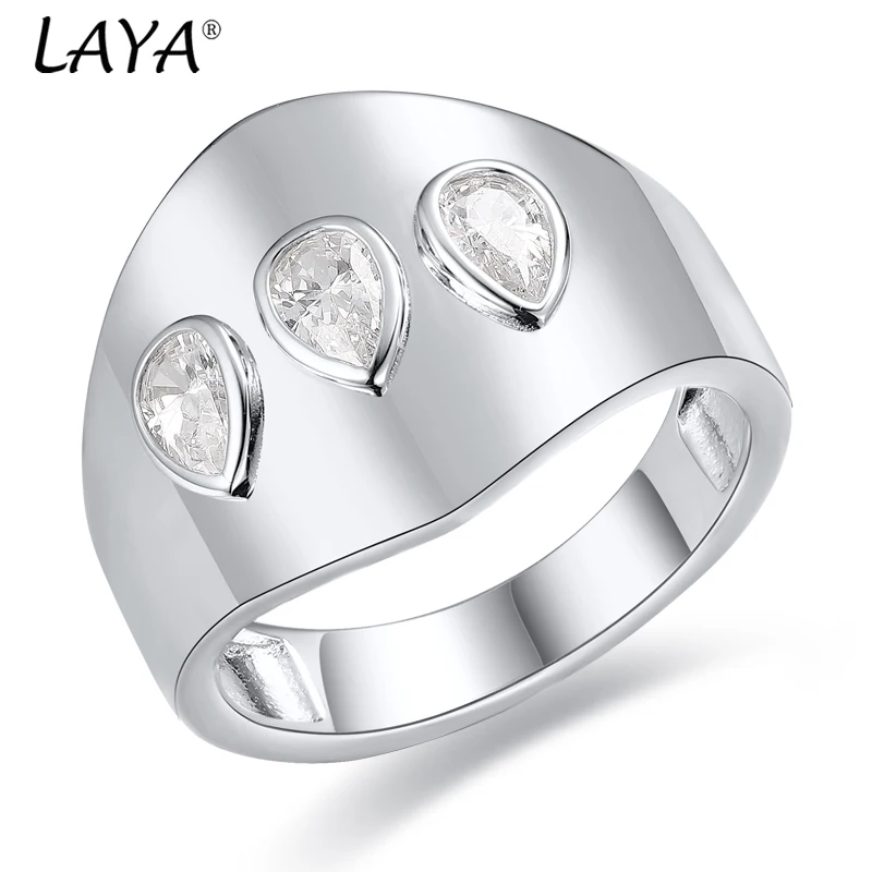 

LAYA New 925 Sterling Silver White Classic Sparkling Zircon Ring For Women Men Luxury AAAAA CZ Wedding Engagement Fine Jewelry