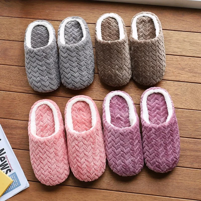 

Autumn Winter Unisex Fluffy Home Slippers Soft Lightweight Anti Slip Comfortable Indoor Sliders