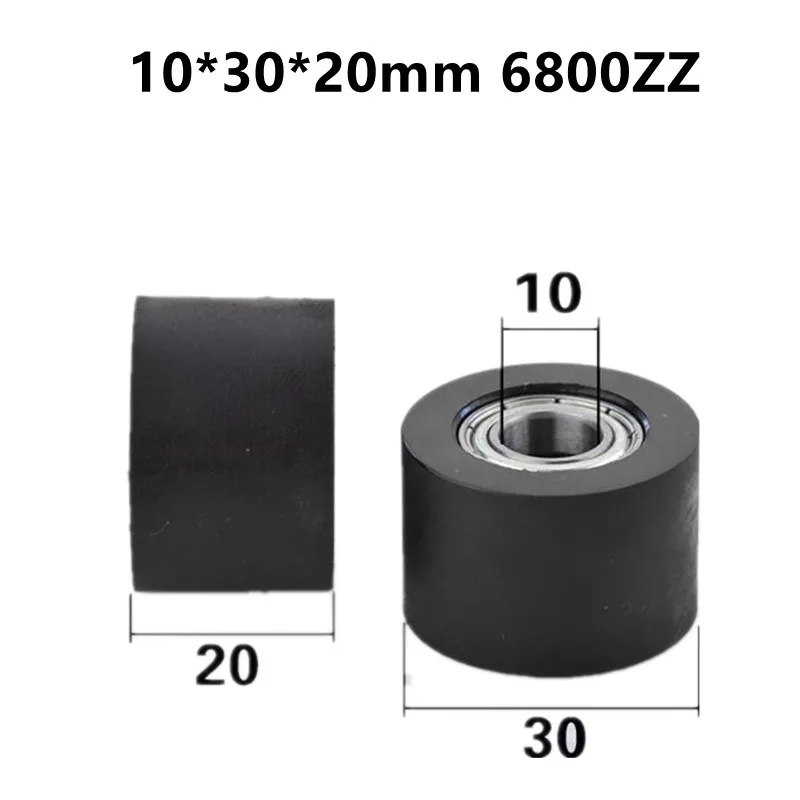 10pcs/50pcs Plastic coated bearing 10*30*20mm 6800ZZ PU Soft Rubber Roller Guide Wheel Flat Pulley