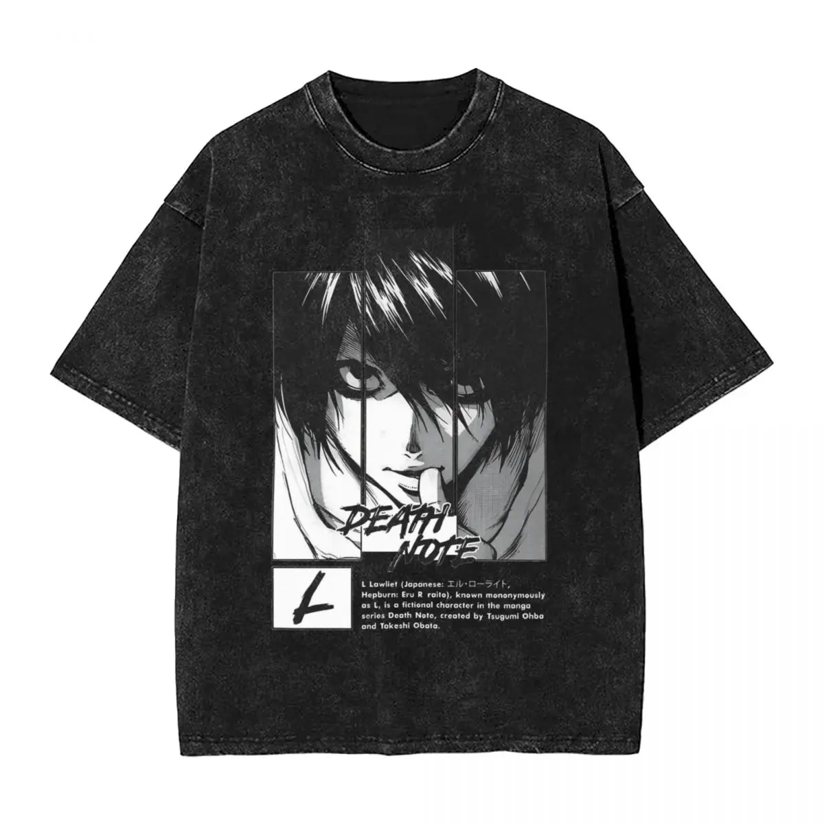 Japanese Death Note Anime Washed T Shirts Streetwear Hip Hop Vintage T-Shirt Tees Tops for Men Women Short Sleeve Oversize