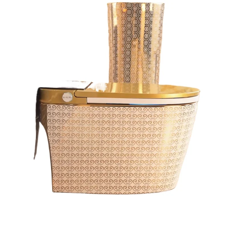 

Встроенный золотой роскошный электрический унитаз от пола до потолка, умный золотой унитаз для ванной комнаты