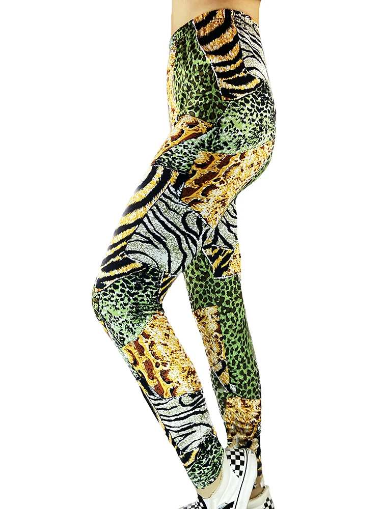 CHSDCSI High Waist Fitness Pants Gym Sports Women Green Yellow Leopard Printed Leggins Fashion Sexy Leggings Push Up Hot Sale