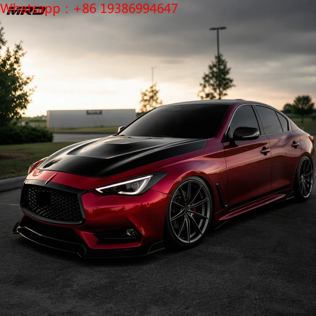 For MRD Q60 GTS Carbon Fiber Hood for Infiniti Q60 16+  V4 Engine Cover Real Carbon Fiber with Epoxy Resin and Gloss Oil Coated
