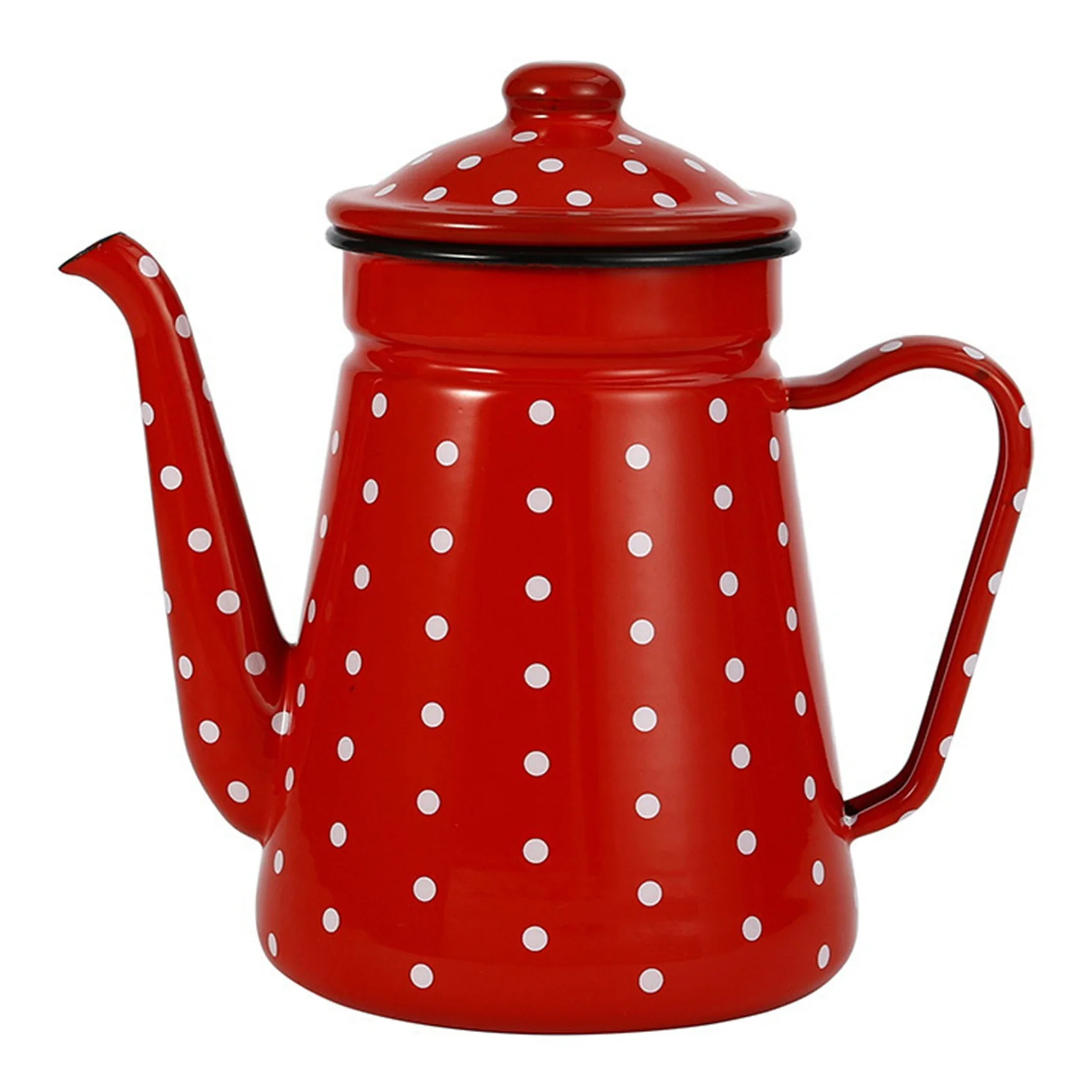 1.2L Enamel Coffee Pot Pour over Milk Water Jug Pitcher Barista Teapot Kettle for Gas Stove and Induction Cooker A