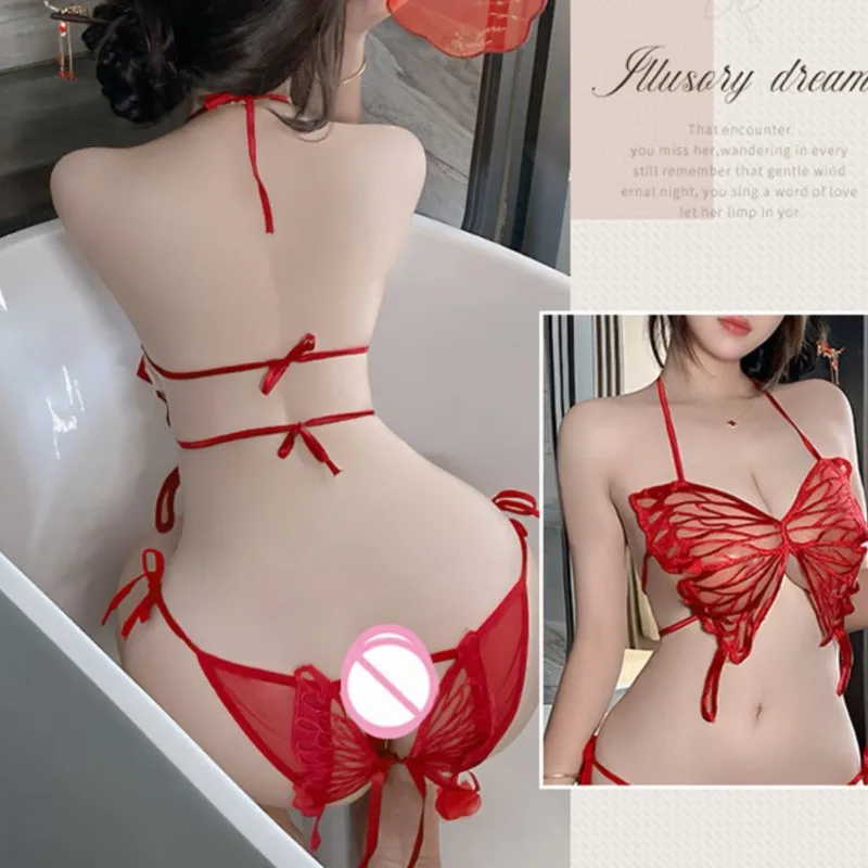 Sexy lingerie Pure Desire Cute Butterfly Strap Mesh Three Point Uniform sexy hot underwear women baby sex goods for 1 all akti