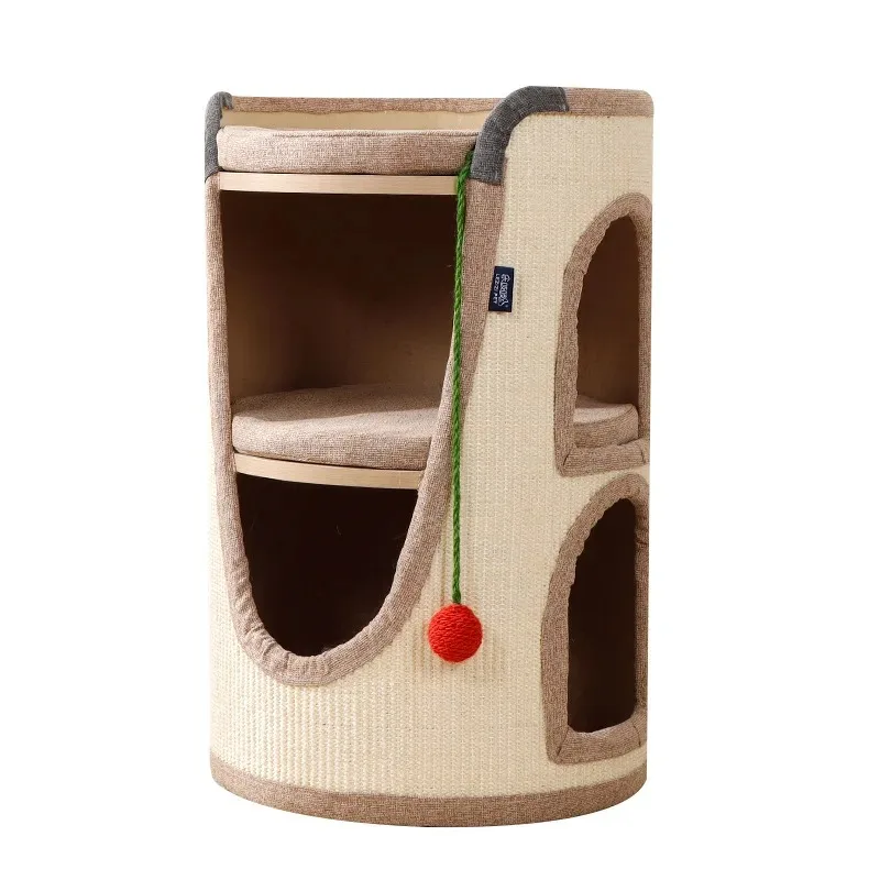 

Modern Wood Cat Tree Sisal Bucket Summer Climbing Frame Universal Nest for All Seasons Carton Packing-Christmas Cat Supplies
