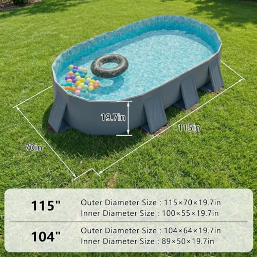 Foldable Family Pool for Adults - Portable Large Kiddie Swimming Pool for Indoor/Outdoor Garden Backyard Summer Parties