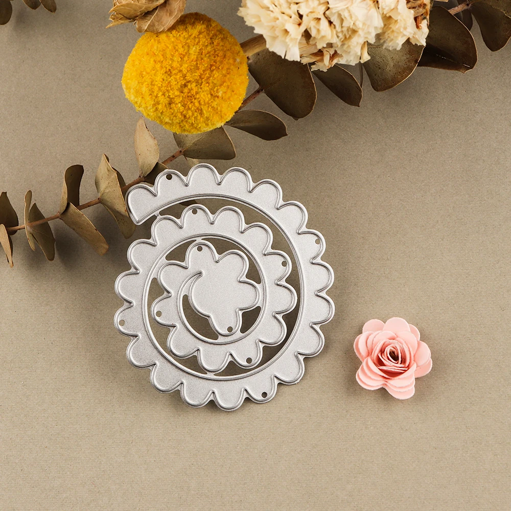 3D Spiral Rolling Flower Garland Metal Cutting Dies For DIY Scrapbooking Decoration Crafts Embossing Paper Card Making New 2023